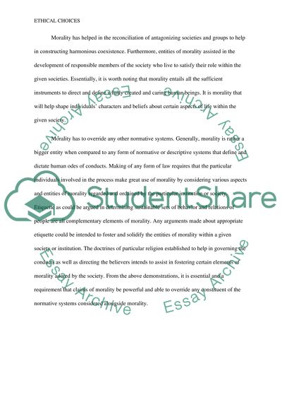 The Problem of Ethical Choices