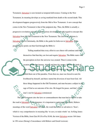 Salvation, Trace Foundations from the Old to the New Testament