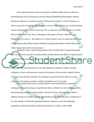 Application for a doctorate program in special education