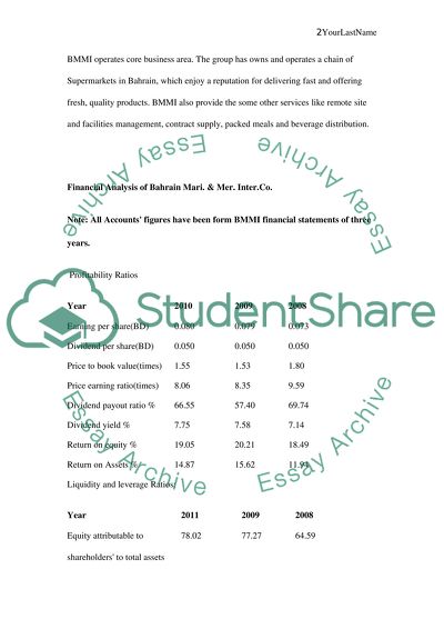 Financial Analysis of Bahrain Mari. & Mer. Inter.Co