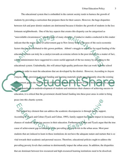 Urban Education Policy and School Improvement