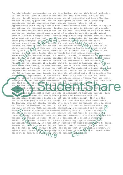 Sustainable Leadership