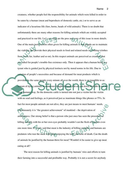 Killing of Animals Is Contrary Itself to the Principle of Humanity