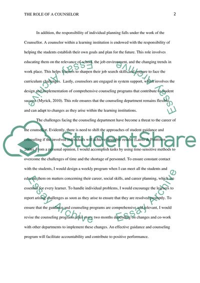 The Role Of A Counselor