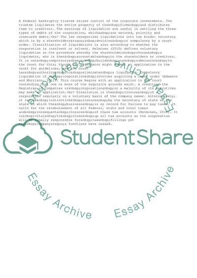 Liquidation and Dissolution: Advanced Federal Taxation