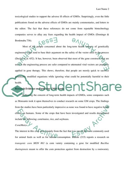 Long-term Health Impact of GMO Foods