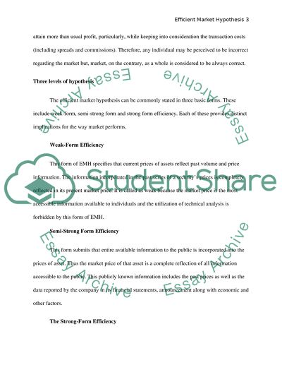 Efficient Market Hypothesis