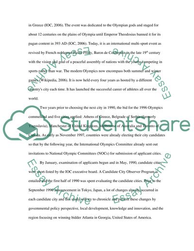 The Impact of the Atlanta 1996 Summer Olympics Bid