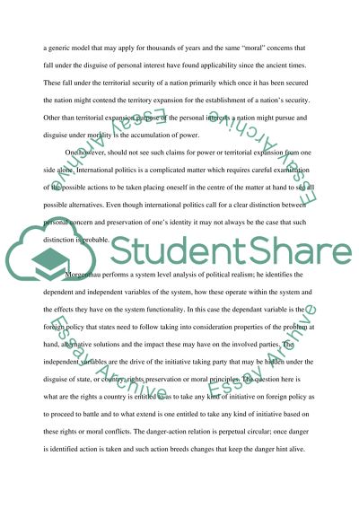 Realism and Hans Morgenthau in International Relations