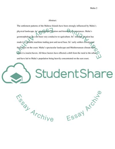 Influence of the Physical Landscape on the Settlement Patterns of the Maltese Islands