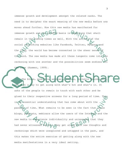 New Media Has Completely Changed the Way in Which Individuals Communicate