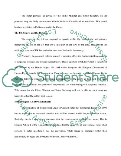 The UK Courts and the Decision, Human Rights Act 1998 Inalienable