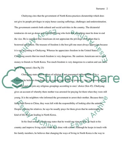 A Brief Profile Analysis of an Immigrant by the Name Chulryong Seo