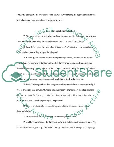 NEGOTIATION FINAL PAPER: ROLE PLAY NEGOTIATION BACKGROUND IS ASKED. AND CAN NOT BE LATE IN THE DEADLINE