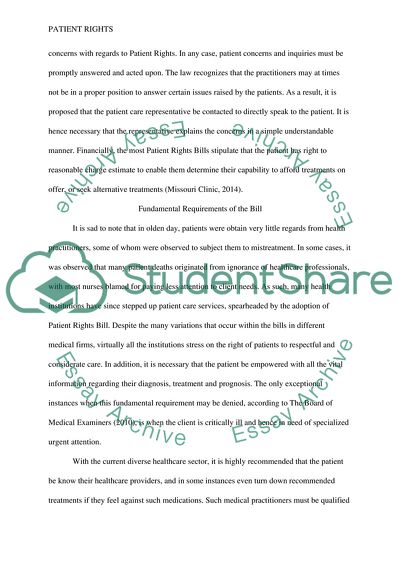 Patient Bill of Rights