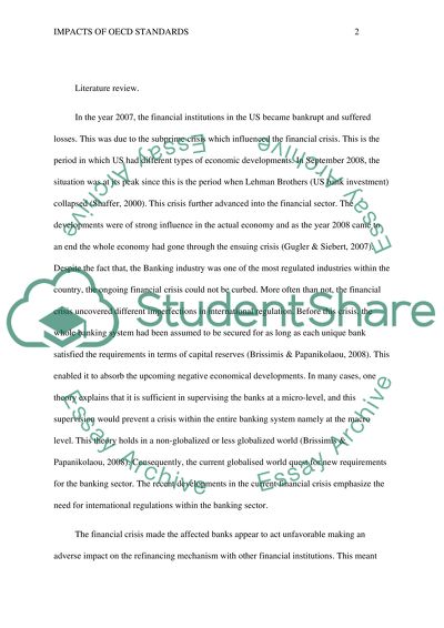 The Impact of the OECD Standard on the Swiss Banking Industry