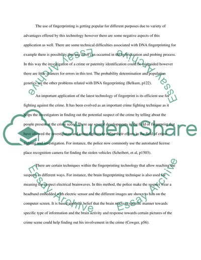 Finger print as a crime fighting technology