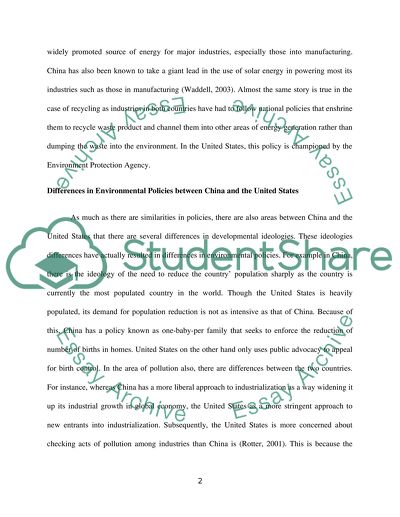 Comparitive studies of enviormental policies in China & USA