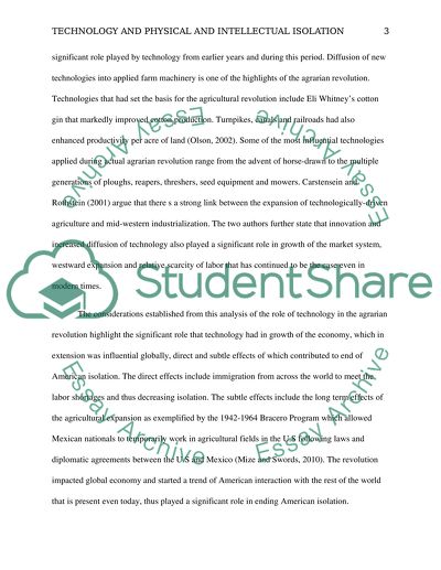 End of Physical and Intellectual Isolation of Americans: The Role of Technology