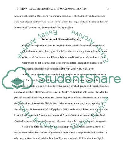 Relation between International Terrorism and Ethno-national Identity