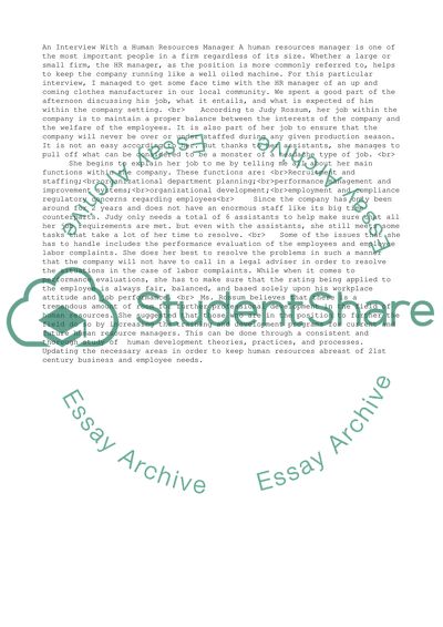 Interview of an HR Manager