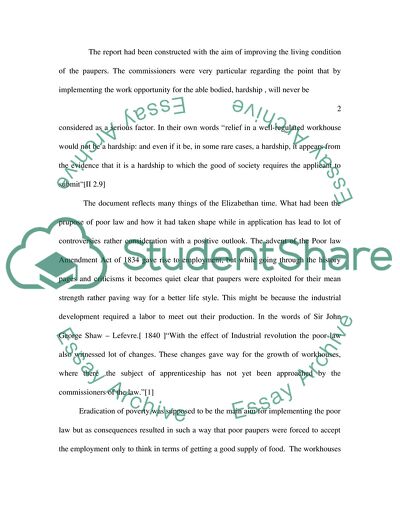 Analysis of the Poor Law Amendment Act of 1834