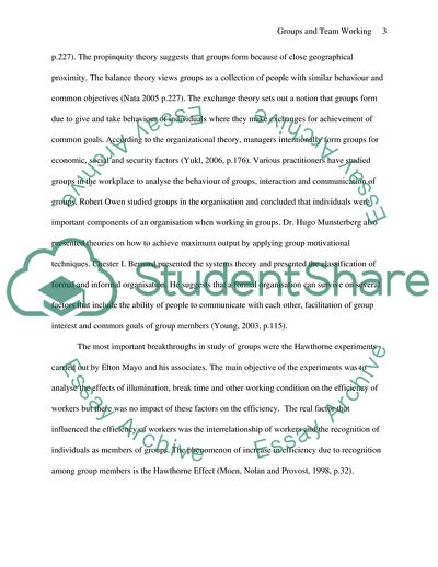 Groups and Team Working