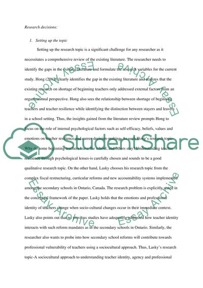 Comparing the Two Articles against Major Research Decisions