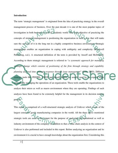 Strategic Management of Unilever