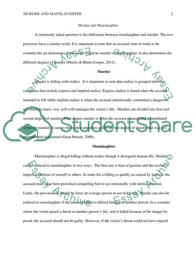 Murder and Manslaughter