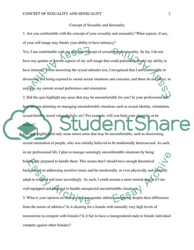 Concept of Sexuality and Sensuality