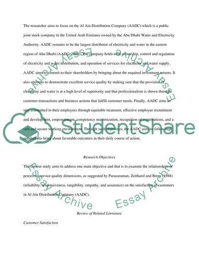 The Effects of Perceived Service Quality on Customer Satisfaction at Al Ain Distribution Company