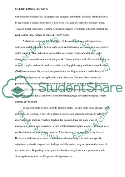 Multiple Intelligences profile and teaching style