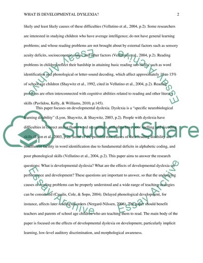 What is Developmental Dyslexia Effects of Developmental Dyslexia on Development