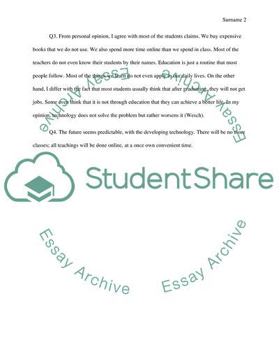 A Vision of Students Today