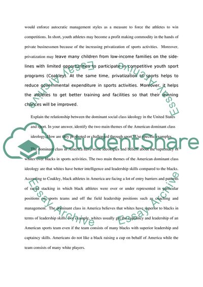 Soc of Sport Short Answer Questions