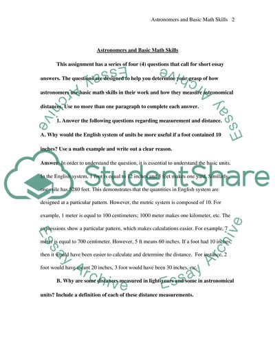 Basic Math Skills in Astronomy