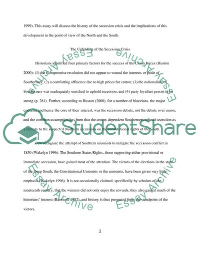 The history and perceptions of the secession crisis