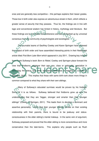 First-borns V Later-borns