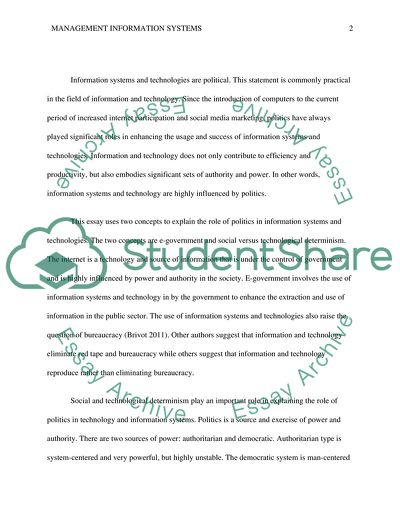 Politics in Information Systems and Technologies