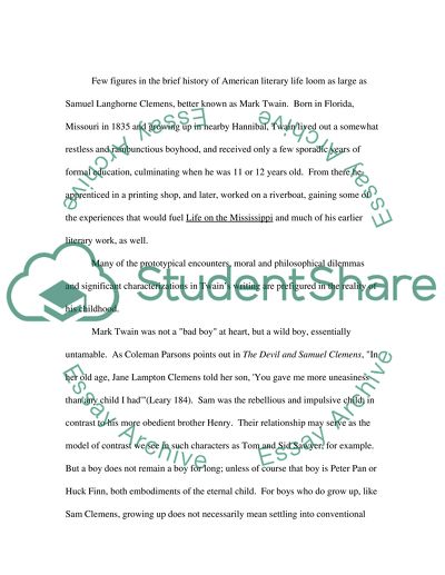 Mark Twains Fascination with Bad Boys and the Impact of This Fascination on Modern Society