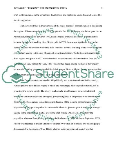 Economic Crisis in the Iranian Revolution