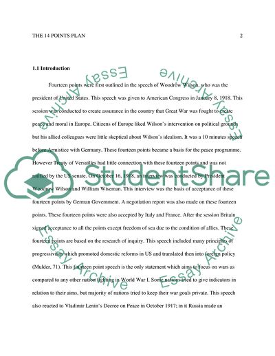 The 14 Points Plan by Woodrow Wilson