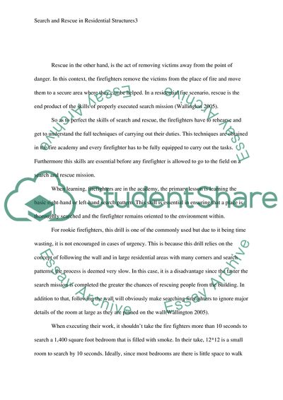 Search and Rescue in Residential Structures