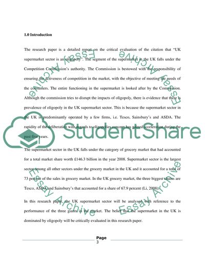 Uk Supermarket Sector Is An Oligopoly Essay Example Topics And Uk Supermarket Sector Is An Oligopoly Thesis Statements Examples For Argumentative Essays also Proposal For An Essay Biology Help
