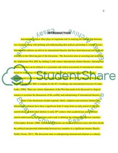 The Role of International Relation in the Context of Afghanistan War 2001