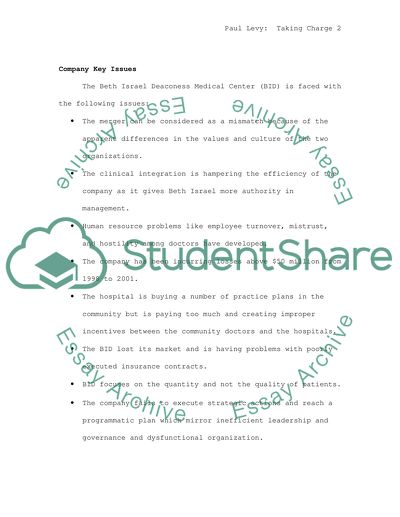 Paul Levy: Taking Charge of Beth Israel Deaconess Medical Center In APA Format