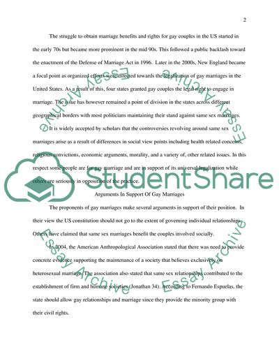 Same Sex Marriage in the United States