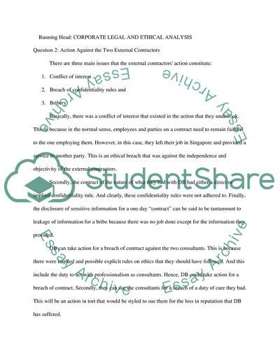 Corporate Legal and Ethical Analysis