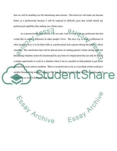 Why I want to work in Critical Care